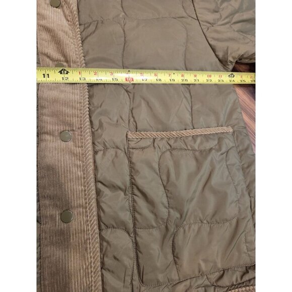 Bernie Quilted Corduroy Trim Puffer Jacket Womens Sz L/XL Acorn Sustainable - Picture 9 of 12